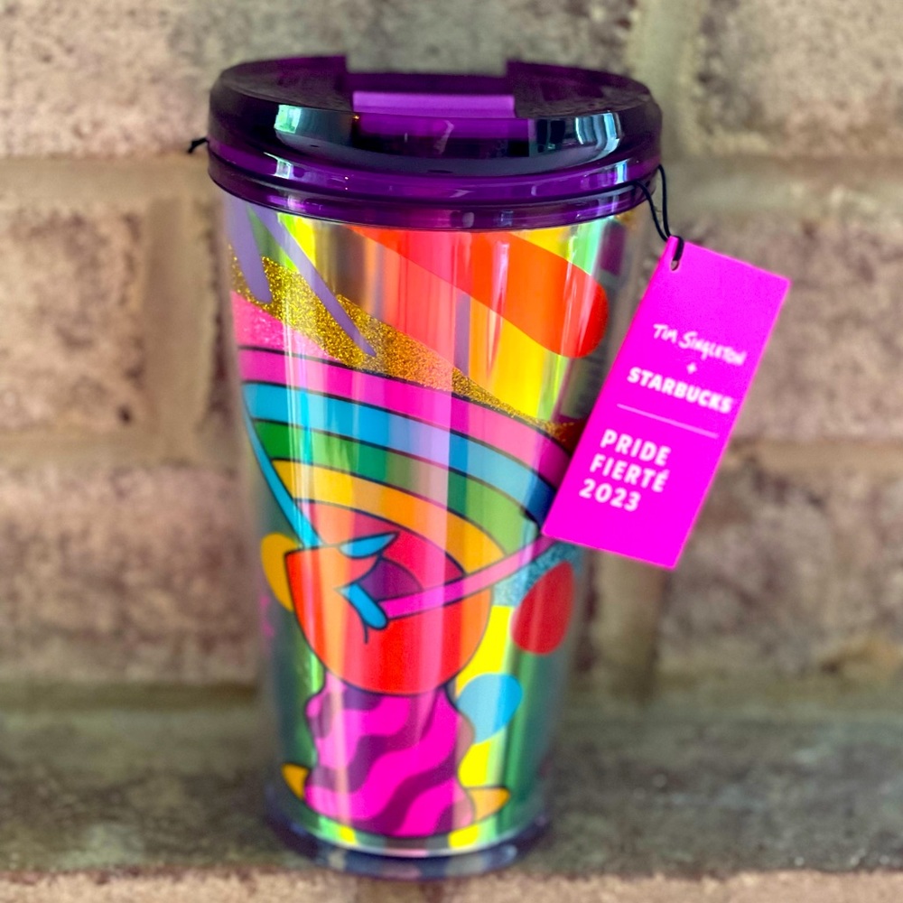 NWT🌈Tim Singleton Starbucks 2023 Pride Fan Dichroic Plastic Cold Brew Cup, 16oz